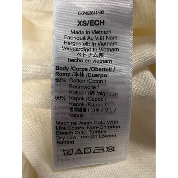 Madewell Women Cream Linen Top Blouse XS Extra Small Short Sleeve V Neck NWT New - Picture 8 of 8